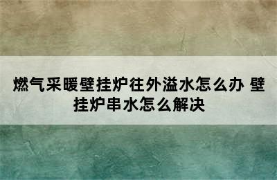 燃气采暖壁挂炉往外溢水怎么办 壁挂炉串水怎么解决